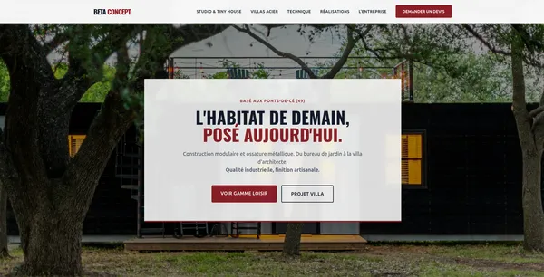 Site vitrine Beta Concept créé par GT Solutions