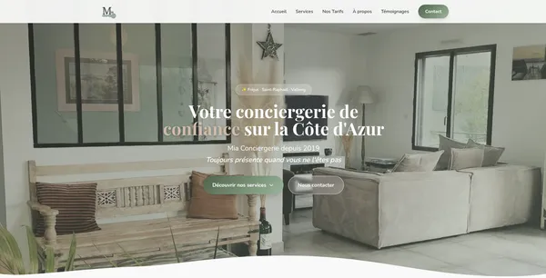 Site vitrine Mia Conciergerie créé par GT Solutions