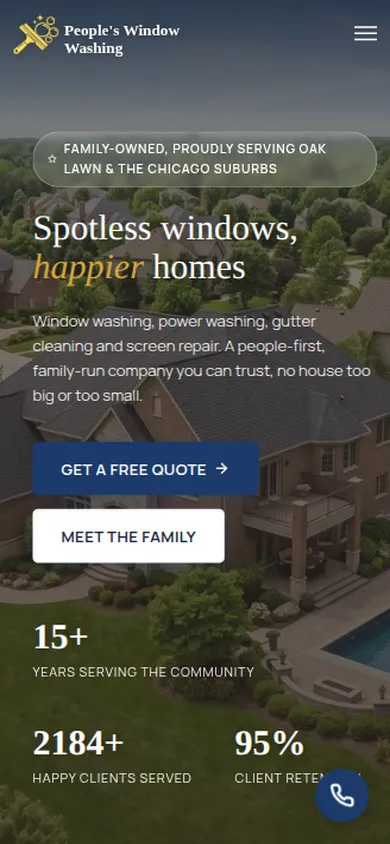 Site People's Window Washing réalisé par GT Solutions, version mobile