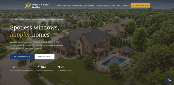 Site vitrine People's Window Washing créé par GT Solutions